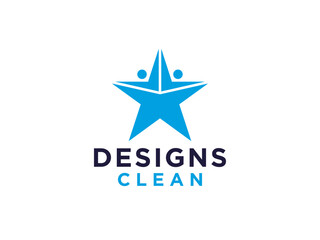 Colorful Five Star Icon Abstract People Logo isolated one white background.