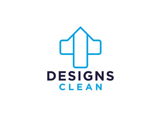 Cross Sign with Arrow Icon Medical Logo Health Symbol.