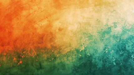 Obraz premium Abstract green and orange gradient grunge background, rough grunge backdrop