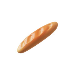 3d vector graphics of a long crispy loaf are isolated on a white background.