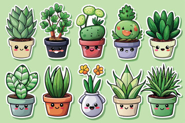 Kawaii Cute Potted Plant Sticker Bundle