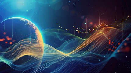 Obraz premium Abstract Earth and Wavy Lines