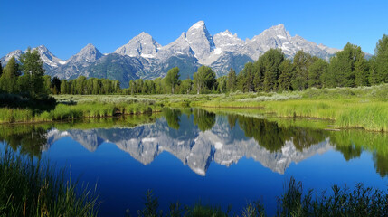 Naklejka premium lake and mountains