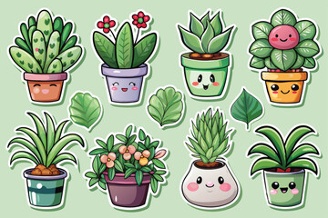 Kawaii Cute Potted Plant Sticker Bundle