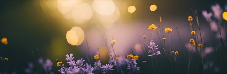 Meadow flowers with blurry background, bokeh effect