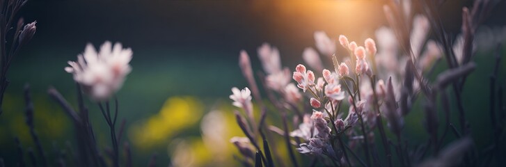 Meadow flowers with blurry background, bokeh effect