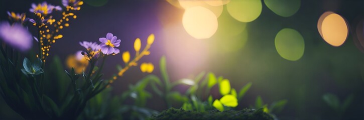 Meadow flowers with blurry background, bokeh effect