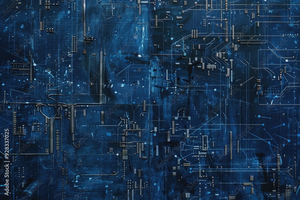 Poster A detailed view of a computer circuit board showing various components and wires