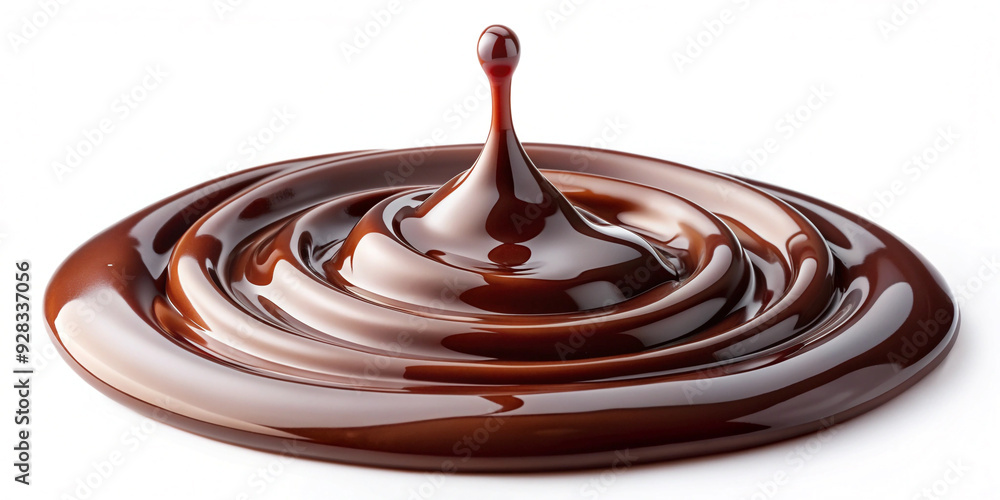 Poster liquid chocolate syrup isolated on white background