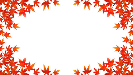 紅葉　秋　素材　水彩画　飾り　枠　紅葉狩り　落ち葉　行楽　田舎　ハイキング　登山　秋祭り　文化祭　お彼岸　スポーツの秋　観光　キャンペーン　シンプル　囲み　見出し　タイトル　白背景　白バック　透過　16:9