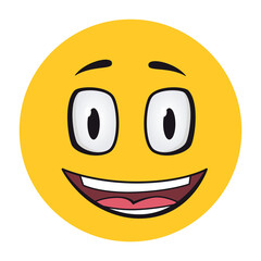 Cartoon faces. Funny face expressions, caricature emotions. Cute character with expressive eyes and mouth, smiley emoticon happy tongue emoticon