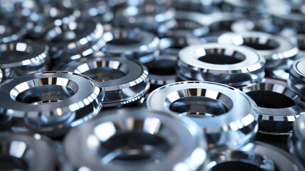 Realistic 3D render of industrial washers and spacers