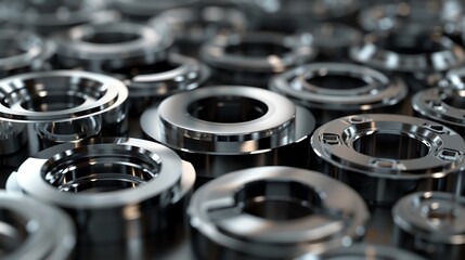 Realistic 3D render of industrial washers and spacers