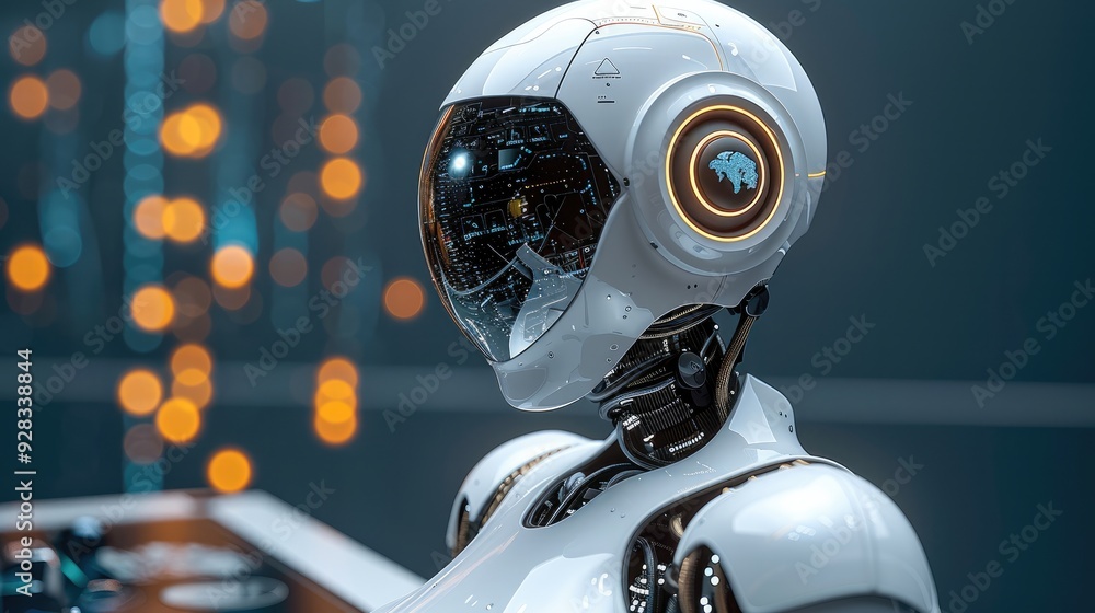 Poster AI-driven customer service, illustrating tech in business. Generative AI.