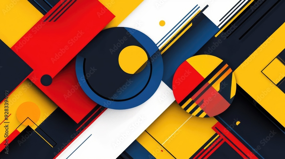 Aufkleber abstract geometric background with bright colors and dynamic shapes.