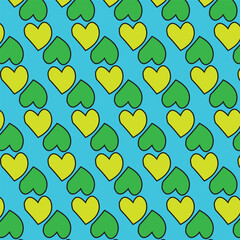  Stylish vector pattern featuring seamless vertical double hearts in grey and yellow. Perfect for backgrounds, textiles, and modern designs.