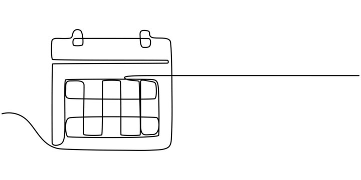 Tear-off sheet calendar with continuous line art. Time planner in a simple linear style. Vector illustration with one editable line drawing, Loose leaf calendar line art stylr hand drawing. line art
