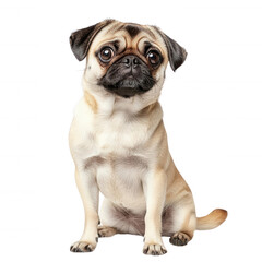 Obraz premium Cute pug dog with a curious expression, transparent background