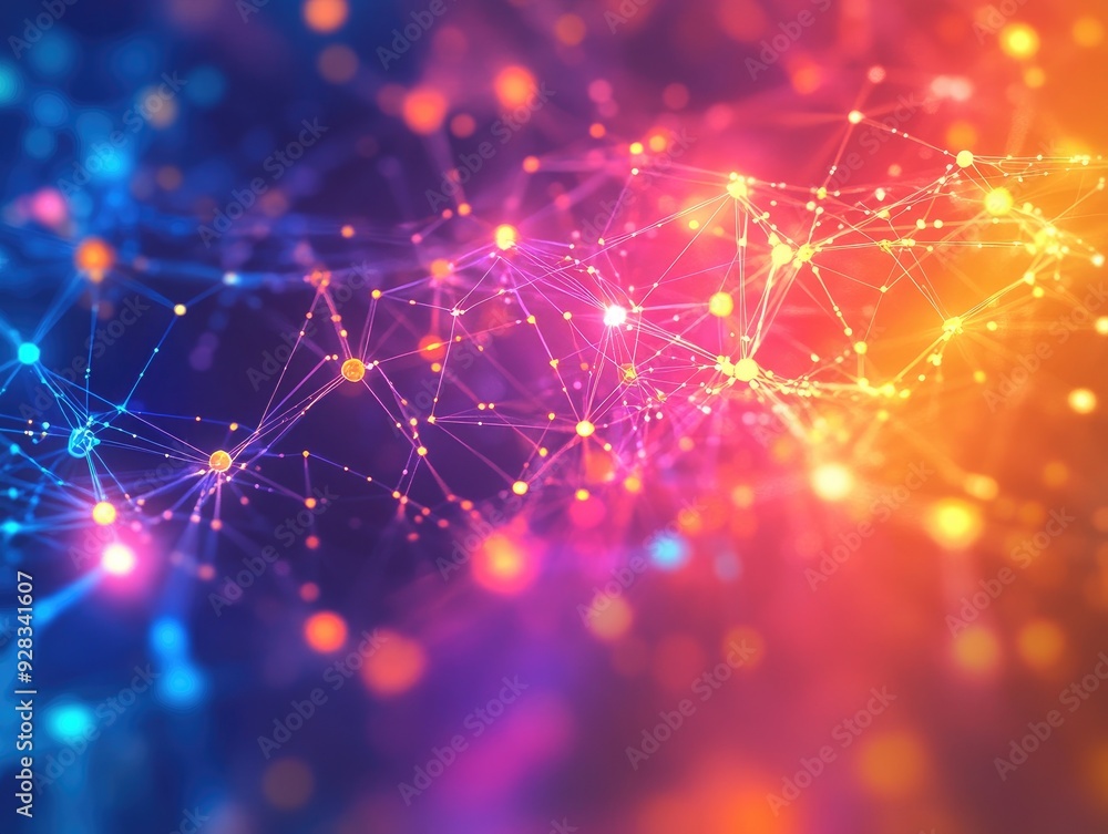 Poster abstract network with glowing points and lines.