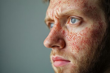 Fototapeta premium A man with a red face and a beard