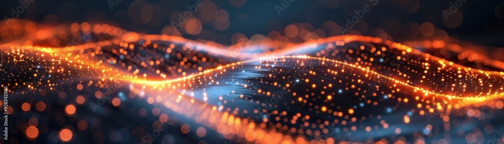 Poster abstract waves of glowing light create a dynamic and mesmerizing visual. perfect for technology or d