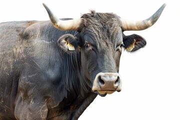 Naklejka premium Bull alone against white background