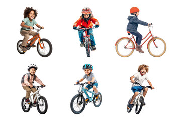 PNG kids biking element set, transparent background