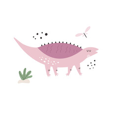 Fototapeta premium Vibrant Hand-Drawn Vector Cartoon Dinosaur Illustration