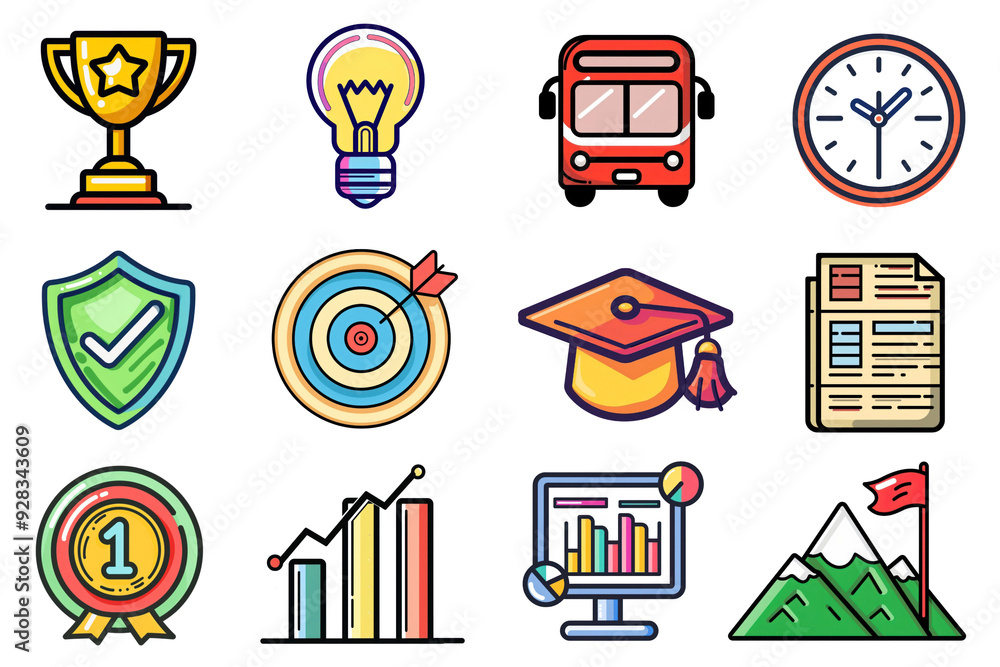 Poster png linear vector icon element set, transparent background