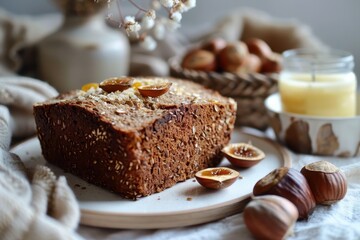 chestnut bread slice at breakfast