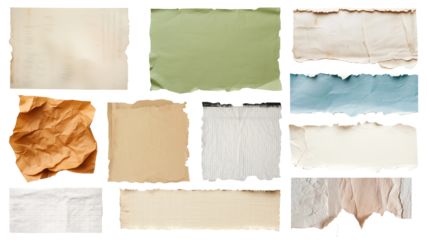 PNG torn paper element set, transparent background