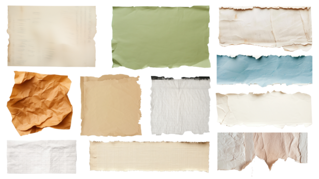 PNG torn paper element set, transparent background