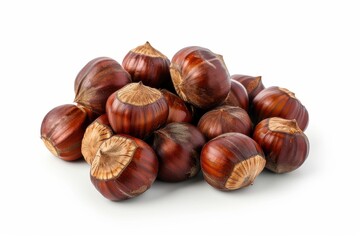 Obraz premium Chestnuts on a white backdrop