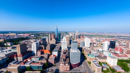 Obraz premium High-rise buildings cityscape in metropolis city center . Downtown business district in panoramic view