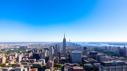 Fototapeta premium High-rise buildings cityscape in metropolis city center . Downtown business district in panoramic view