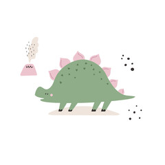 Vibrant Hand-Drawn Vector Cartoon Dinosaur Illustration