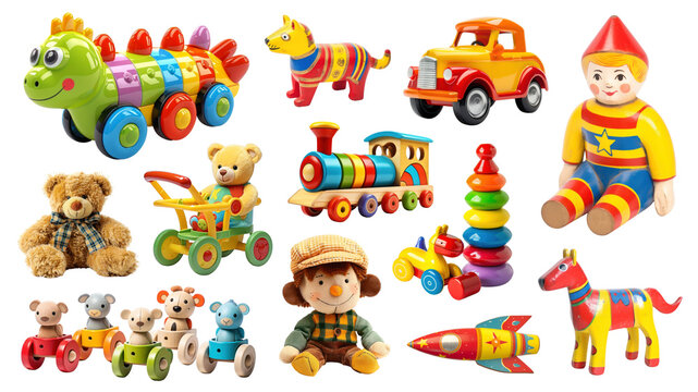 PNG baby and toddler toy element set, transparent background