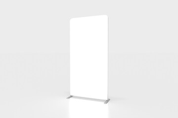 Totem Fabric Display Stand Sketch. Advertising Panel Isolated on White Background. View of a 3D Three-dimensional Illustration Model of a Poster Display Stand. 100x200 cm