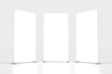 Totem Fabric Display Stand Sketch. Advertising Panel Isolated on White Background. View of a 3D Three-dimensional Illustration Model of a Poster Display Stand. 100x200 cm
