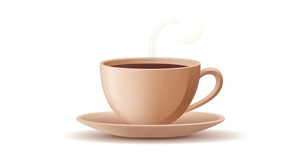 Obraz premium Simple clean vector illustration of a coffee cup with steam on white background