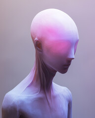 Holographic Humanoid with Chrome and Neon Highlights