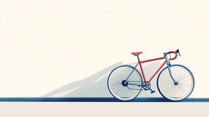Fototapeta premium Simple clean vector illustration of a bicycle leaning against a wall on white background
