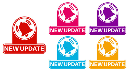 set collections colourful trendy new update icon. New upgrade label. reminder symbol notification sign design template vector illustration
