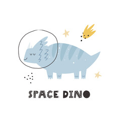 Vibrant Hand-Drawn Vector Cartoon Cosmonaut Dinosaur Illustrations.