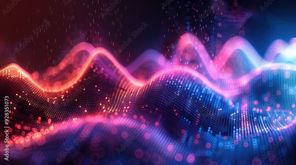 Fototapete an sound wave vibrations, the shape and frequency changes of sound waves are clearly visible, and th