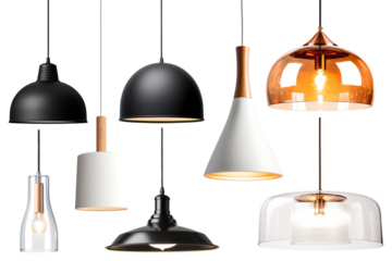 PNG ceiling lamp design element set, transparent background