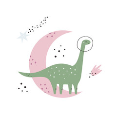 Vibrant Hand-Drawn Vector Cartoon Cosmonaut Dinosaur Illustrations.