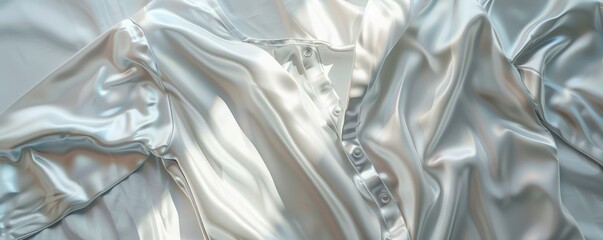 White satin pajamas on white background, 4K hyperrealistic photo