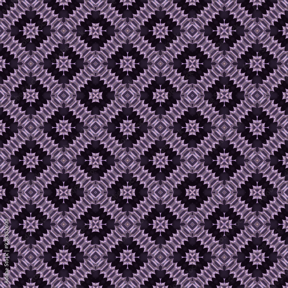Poster Digital illustration of abstract geometric shapes in shades of purple. 3d rendering