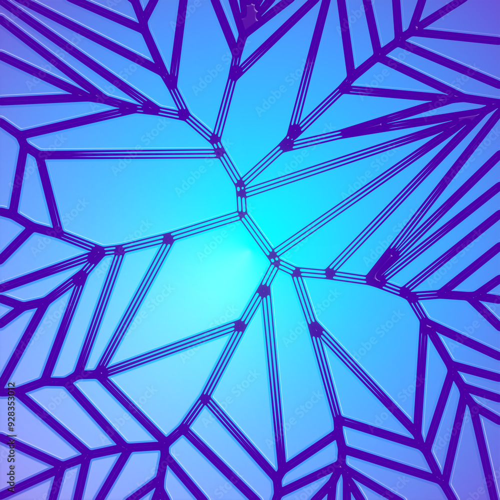 Poster digital illustration of stylized organic cells under a microscope. 3d rendering